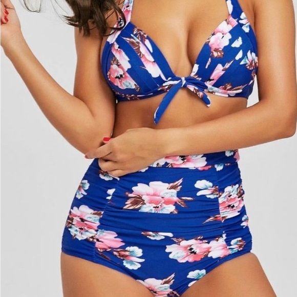 COCOSHIP Blue Floral Bikini - Picture 1 of 9